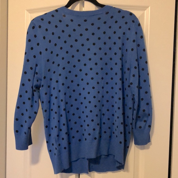 ✨LAST CHANCE✨ Ellen Tracy blue and black polka dot sweater - Picture 2 of 4